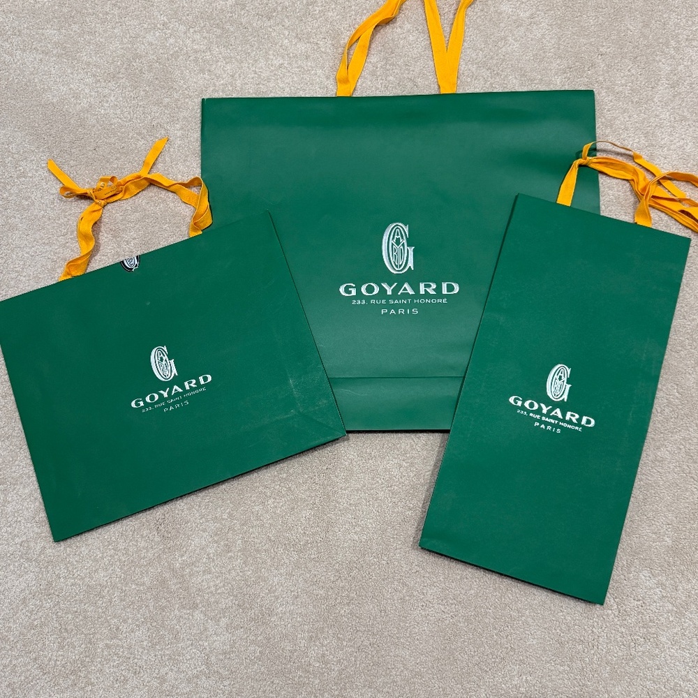 Authentic Goyard Green Paper Shopping Gift Bags - Multiple Sizes - one per sale